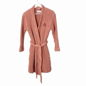 Happy Place Small Waffle‎ Knit Brlted Robe Arizona Country Club Spa Terracotta